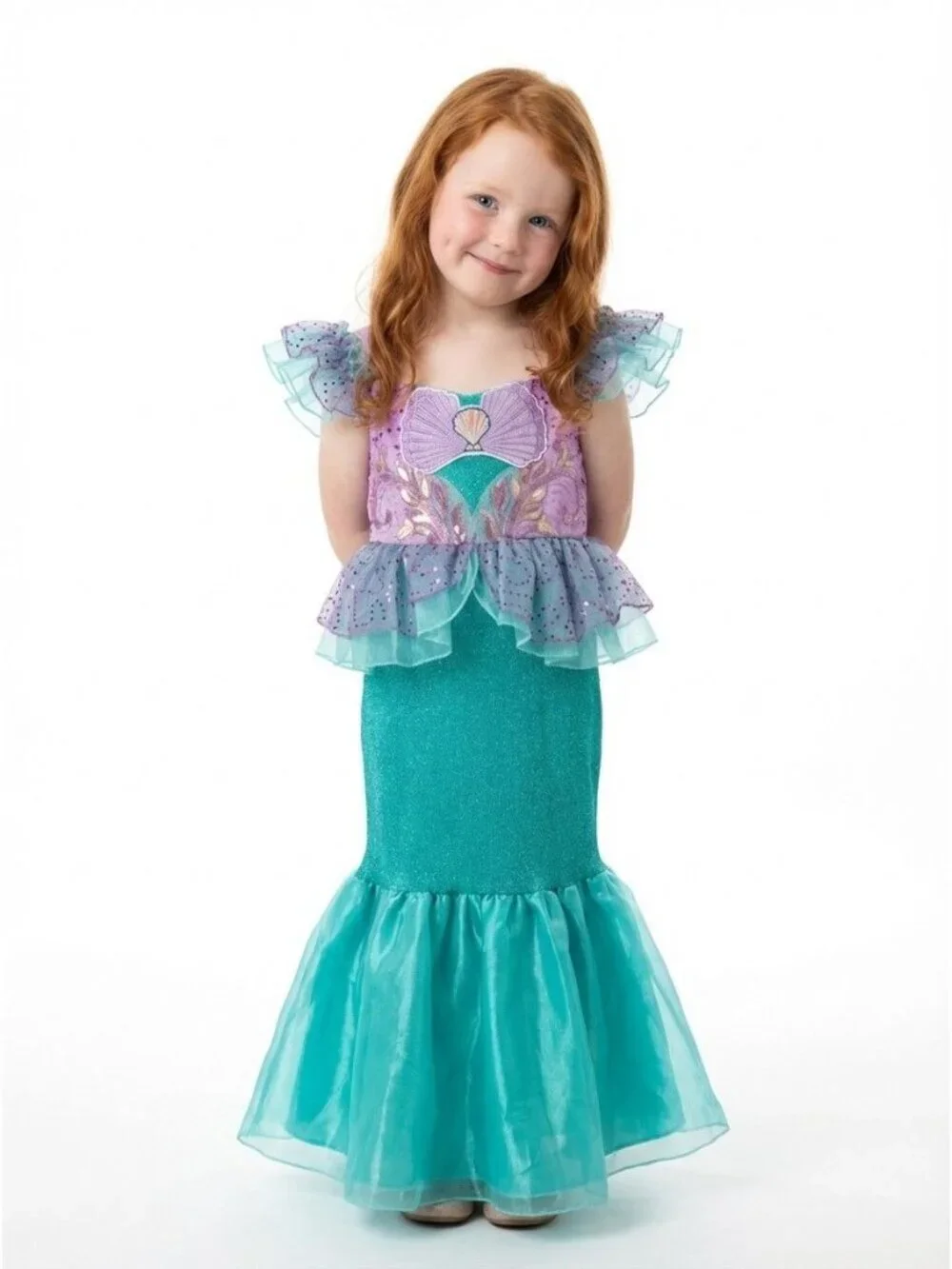Girls Mermaid Princess Costume Dress Lavender Teal Glitter Birthday Party